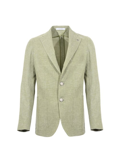 Giacca monopetto in misto lino e cotone Verde Tagliatore | 1SMC22K 340346 EV965678